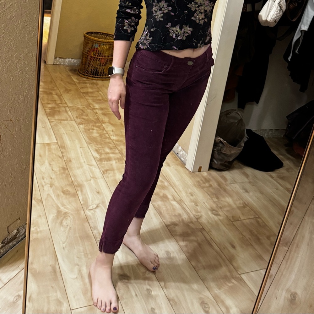 Women's Express Mid Rise Ankle Purple Corduroy Pants